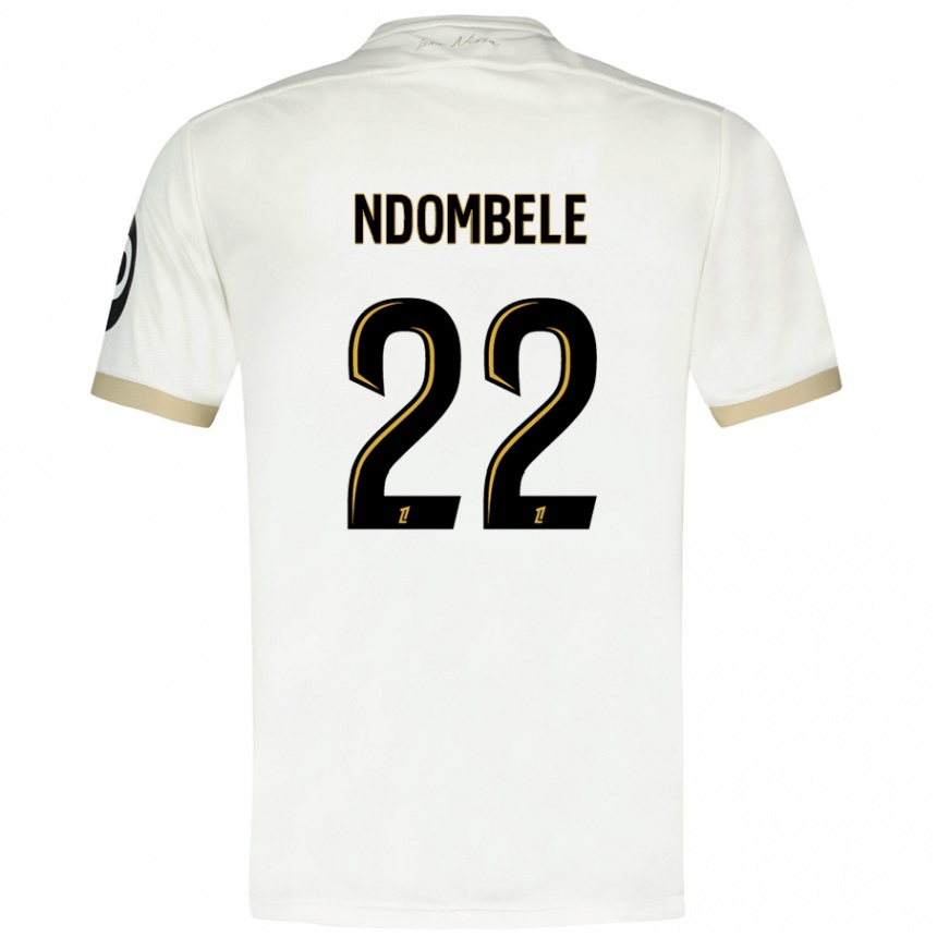 Kinder Fußball Tanguy Ndombele #22 Weißgold Auswärtstrikot Trikot 2024/25 T-Shirt Luxemburg