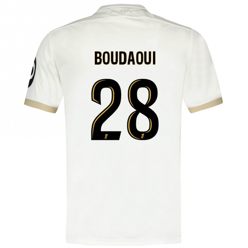 Kinder Fußball Hicham Boudaoui #28 Weißgold Auswärtstrikot Trikot 2024/25 T-Shirt Luxemburg