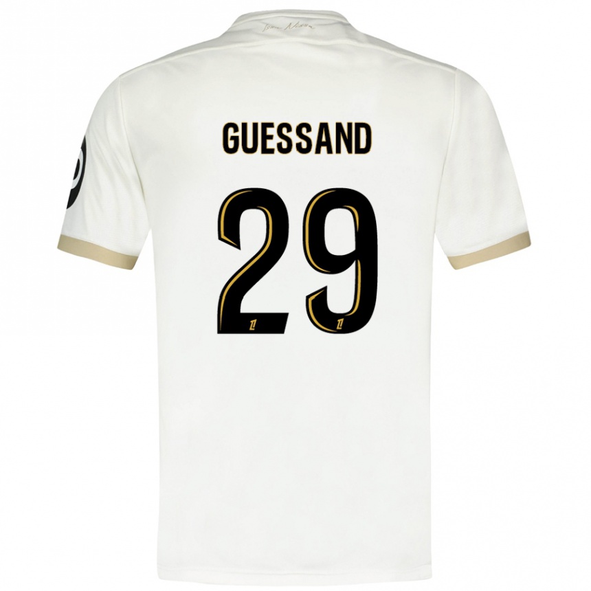 Kinder Fußball Evann Guessand #29 Weißgold Auswärtstrikot Trikot 2024/25 T-Shirt Luxemburg