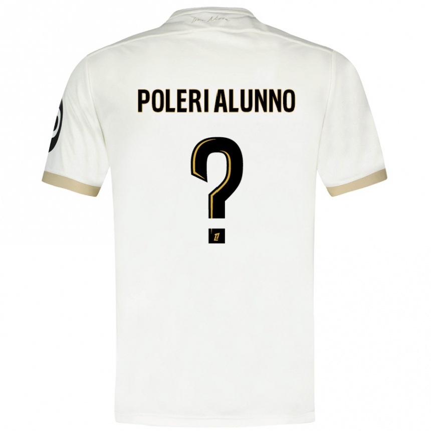 Kinder Fußball Mathis Poleri Alunno #0 Weißgold Auswärtstrikot Trikot 2024/25 T-Shirt Luxemburg