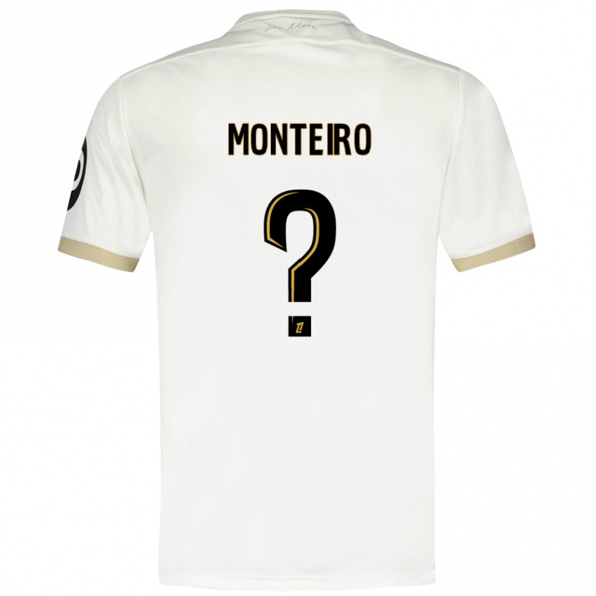 Kinder Fußball Laurenzo Monteiro #0 Weißgold Auswärtstrikot Trikot 2024/25 T-Shirt Luxemburg