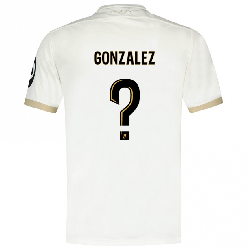 Kinder Fußball Anthony Gonzalez #0 Weißgold Auswärtstrikot Trikot 2024/25 T-Shirt Luxemburg