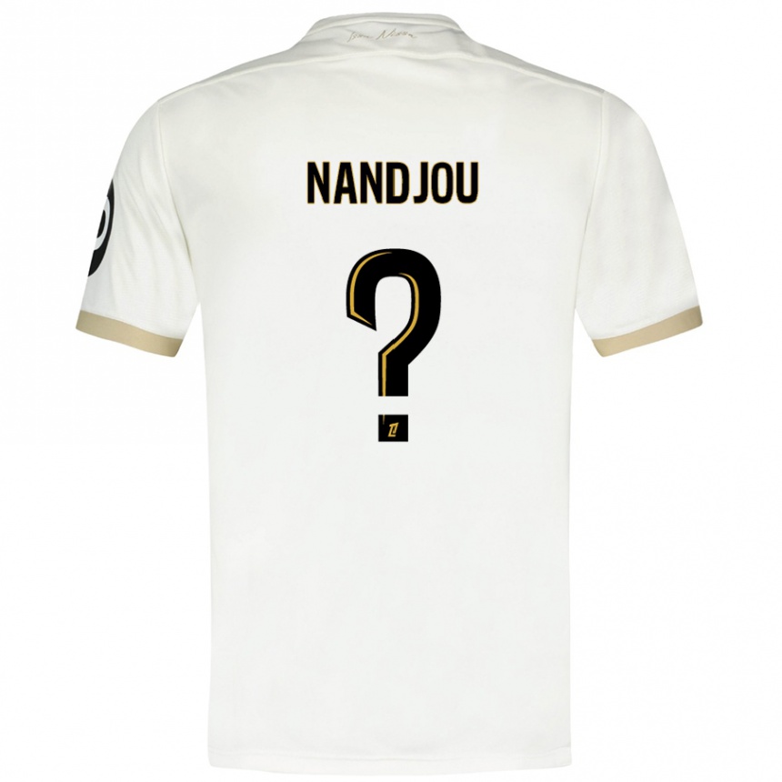 Kinder Fußball Yaël Nandjou #0 Weißgold Auswärtstrikot Trikot 2024/25 T-Shirt Luxemburg