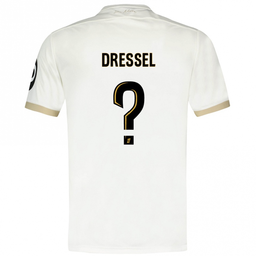 Kinder Fußball Charlie Dressel #0 Weißgold Auswärtstrikot Trikot 2024/25 T-Shirt Luxemburg