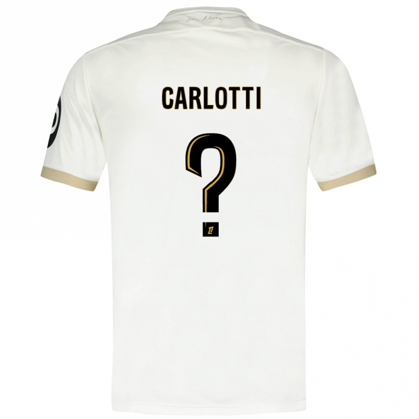 Kinder Fußball Mathis Carlotti #0 Weißgold Auswärtstrikot Trikot 2024/25 T-Shirt Luxemburg