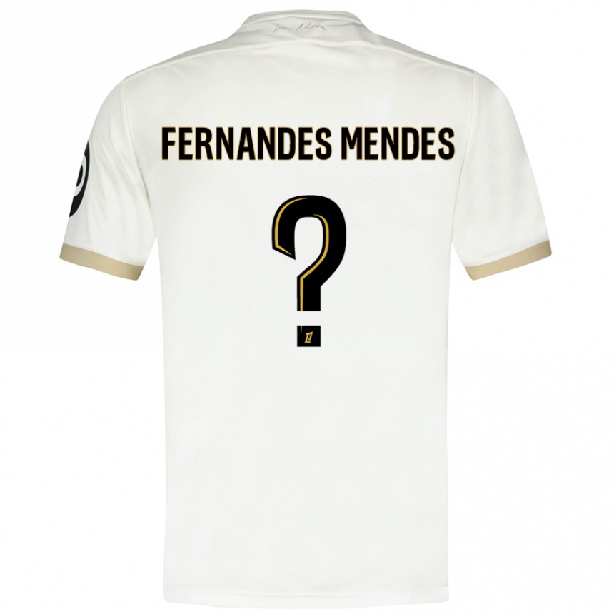 Kinder Fußball Mathis Fernandes Mendes #0 Weißgold Auswärtstrikot Trikot 2024/25 T-Shirt Luxemburg