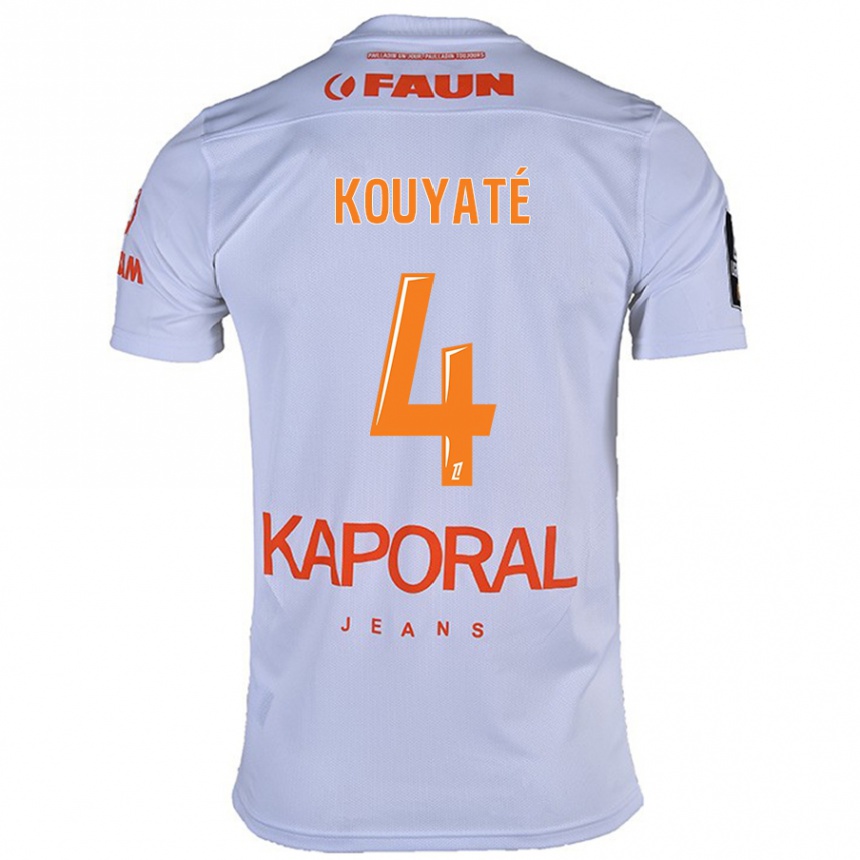 Kinder Fußball Kiki Kouyaté #4 Weiß Auswärtstrikot Trikot 2024/25 T-Shirt Luxemburg