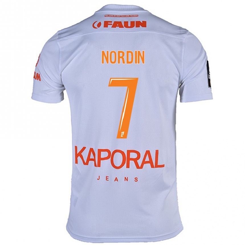 Kinder Fußball Arnaud Nordin #7 Weiß Auswärtstrikot Trikot 2024/25 T-Shirt Luxemburg