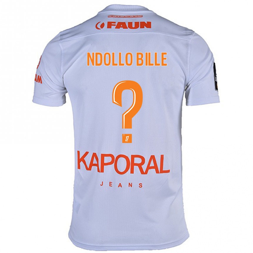 Kinder Fußball Wilfried Ndollo Bille #0 Weiß Auswärtstrikot Trikot 2024/25 T-Shirt Luxemburg