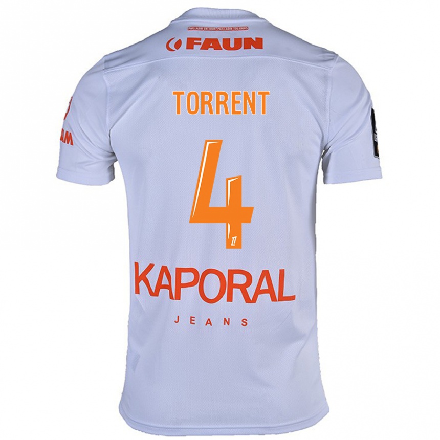 Kinder Fußball Marion Torrent #4 Weiß Auswärtstrikot Trikot 2024/25 T-Shirt Luxemburg