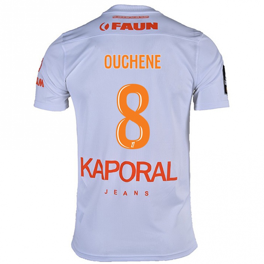 Kinder Fußball Sonia Ouchène #8 Weiß Auswärtstrikot Trikot 2024/25 T-Shirt Luxemburg