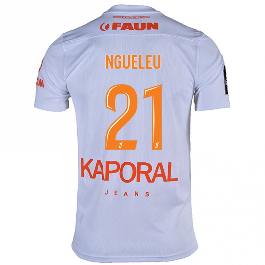 Kinder Fußball Nina Ngueleu #21 Weiß Auswärtstrikot Trikot 2024/25 T-Shirt Luxemburg