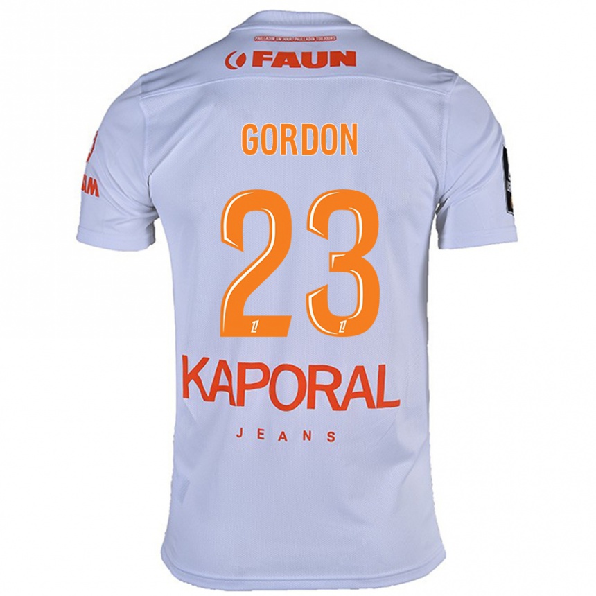 Kinder Fußball Sh'nia Gordon #23 Weiß Auswärtstrikot Trikot 2024/25 T-Shirt Luxemburg