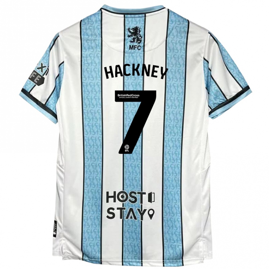 Kinder Fußball Hayden Hackney #7 Weiß Blau Auswärtstrikot Trikot 2024/25 T-Shirt Luxemburg