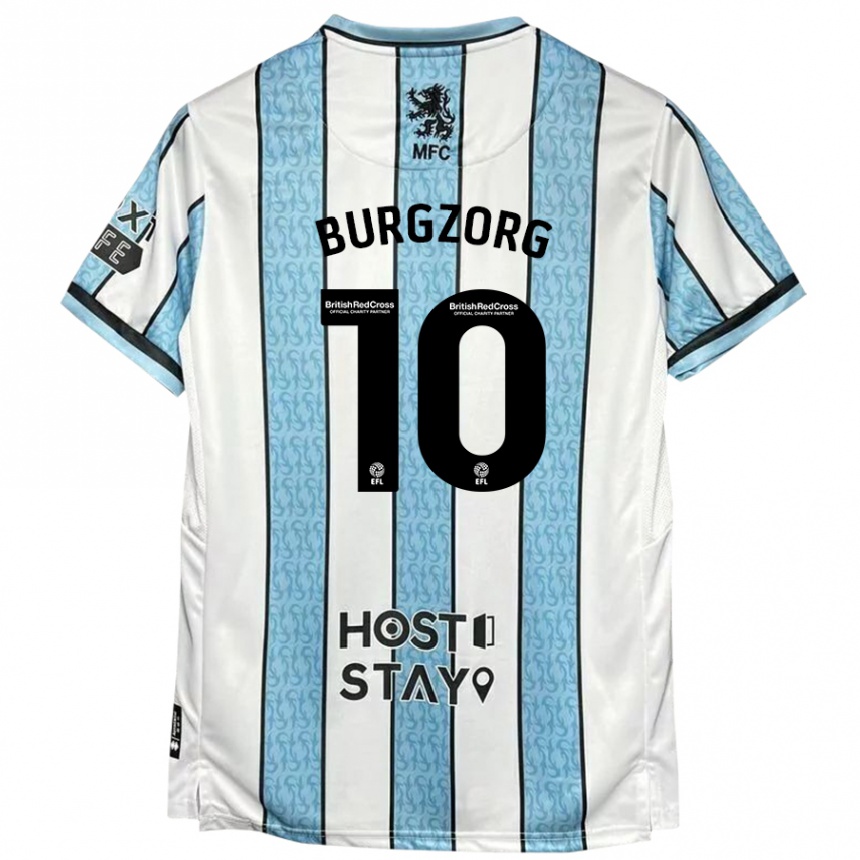 Kinder Fußball Delano Burgzorg #10 Weiß Blau Auswärtstrikot Trikot 2024/25 T-Shirt Luxemburg