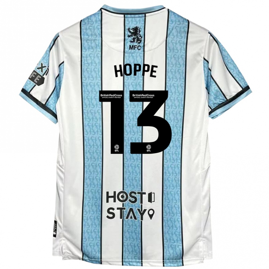 Kinder Fußball Matthew Hoppe #13 Weiß Blau Auswärtstrikot Trikot 2024/25 T-Shirt Luxemburg