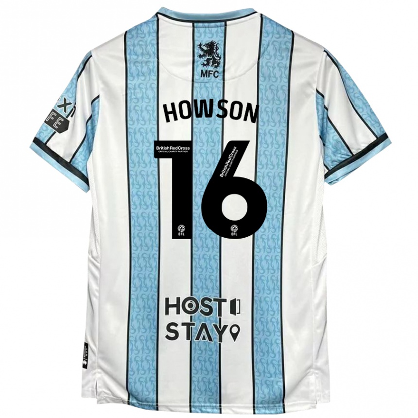 Kinder Fußball Jonathan Howson #16 Weiß Blau Auswärtstrikot Trikot 2024/25 T-Shirt Luxemburg