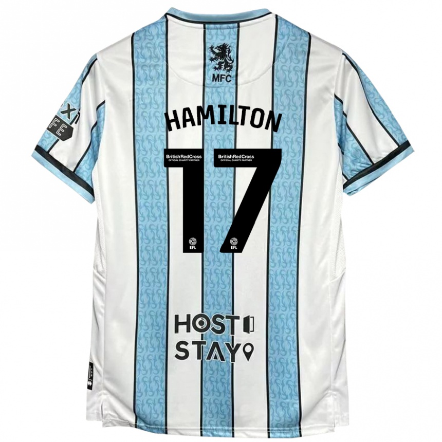 Kinder Fußball Micah Hamilton #17 Weiß Blau Auswärtstrikot Trikot 2024/25 T-Shirt Luxemburg