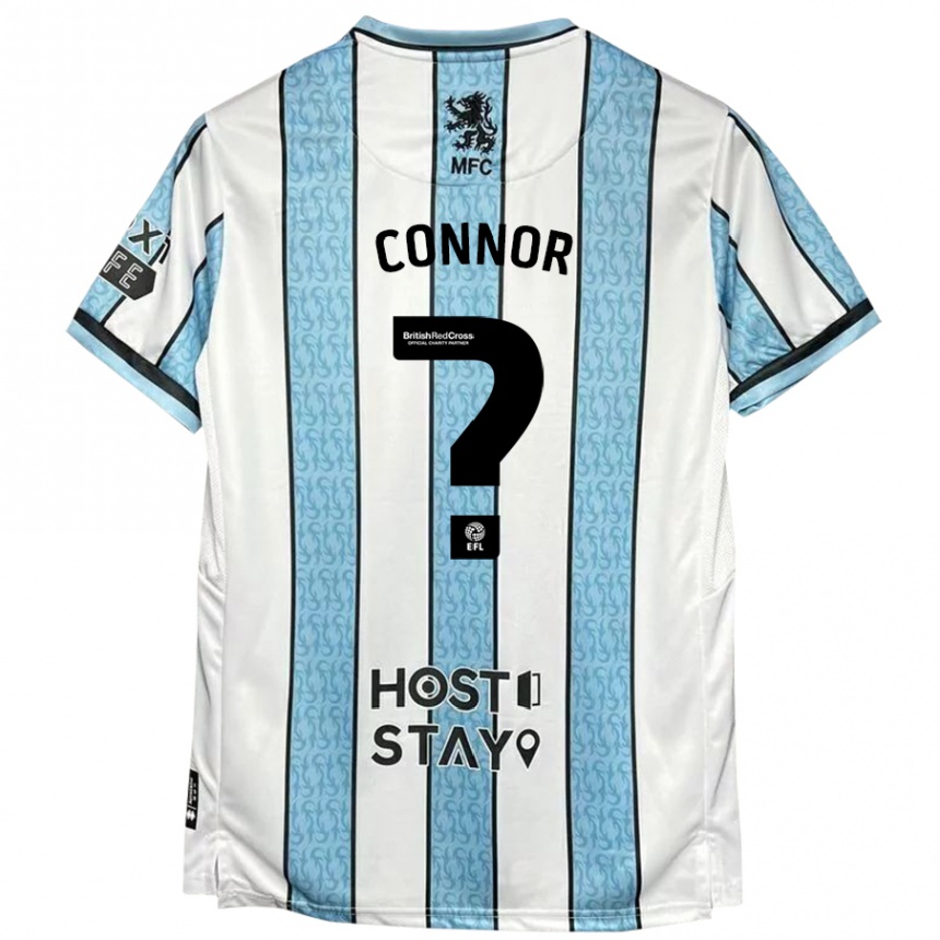 Kinder Fußball Shea Connor #0 Weiß Blau Auswärtstrikot Trikot 2024/25 T-Shirt Luxemburg