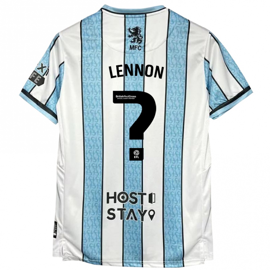 Kinder Fußball Charlie Lennon #0 Weiß Blau Auswärtstrikot Trikot 2024/25 T-Shirt Luxemburg