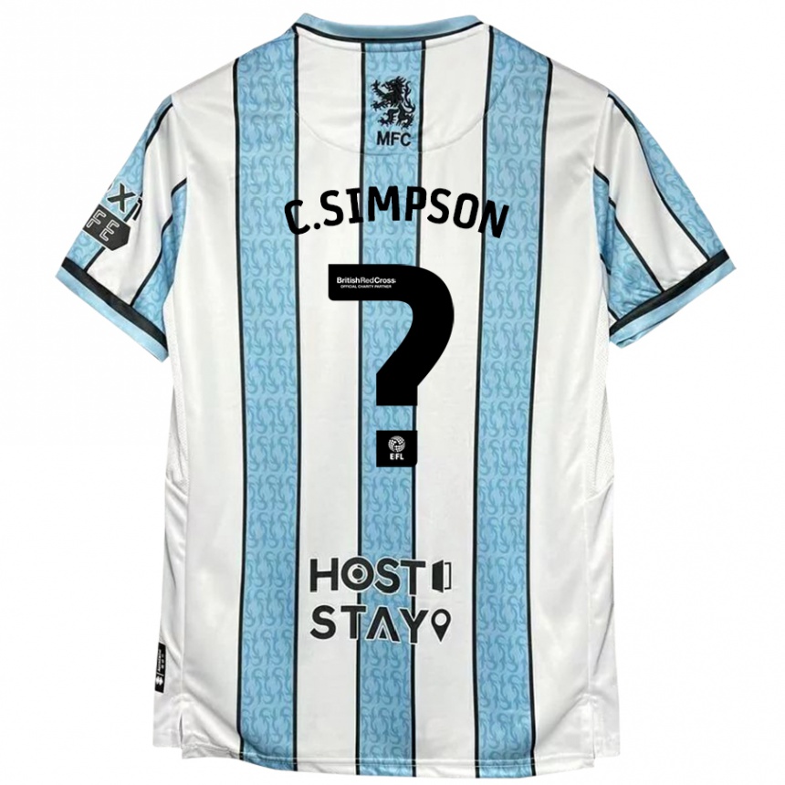 Kinder Fußball Cameron Simpson #0 Weiß Blau Auswärtstrikot Trikot 2024/25 T-Shirt Luxemburg