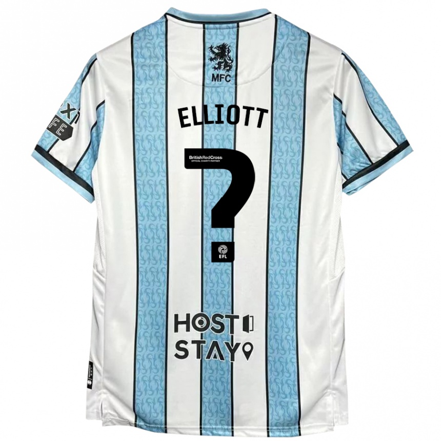 Kinder Fußball Felix Elliott #0 Weiß Blau Auswärtstrikot Trikot 2024/25 T-Shirt Luxemburg