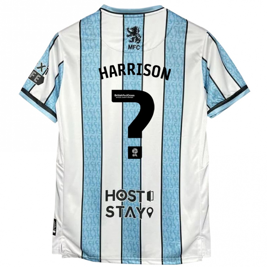 Kinder Fußball Lucas Harrison #0 Weiß Blau Auswärtstrikot Trikot 2024/25 T-Shirt Luxemburg