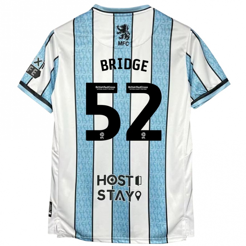 Kinder Fußball Aj Bridge #52 Weiß Blau Auswärtstrikot Trikot 2024/25 T-Shirt Luxemburg