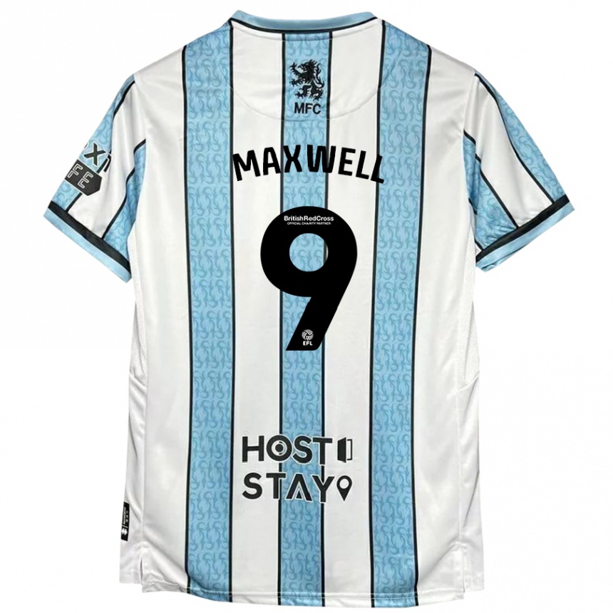 Kinder Fußball Armani Maxwell #9 Weiß Blau Auswärtstrikot Trikot 2024/25 T-Shirt Luxemburg