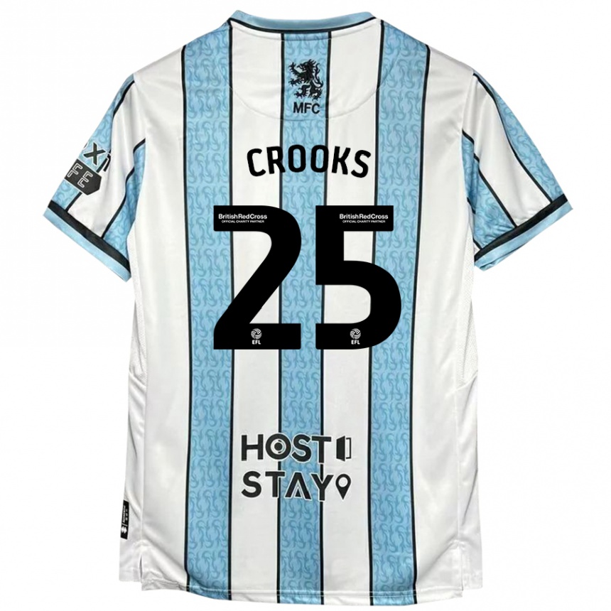 Kinder Fußball Matt Crooks #25 Weiß Blau Auswärtstrikot Trikot 2024/25 T-Shirt Luxemburg