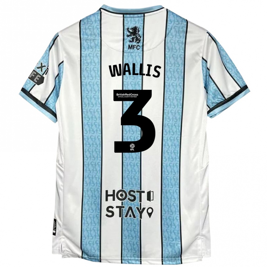 Kinder Fußball Emma Wallis #3 Weiß Blau Auswärtstrikot Trikot 2024/25 T-Shirt Luxemburg