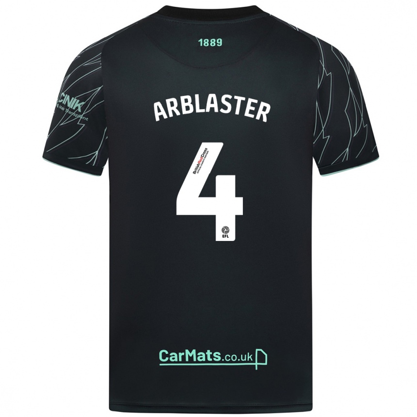 Kinder Fußball Oliver Arblaster #4 Schwarz Grün Auswärtstrikot Trikot 2024/25 T-Shirt Luxemburg