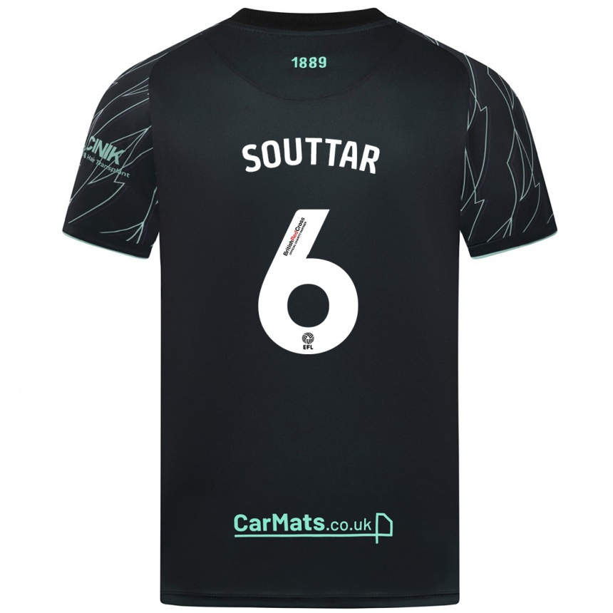 Kinder Fußball Harry Souttar #6 Schwarz Grün Auswärtstrikot Trikot 2024/25 T-Shirt Luxemburg