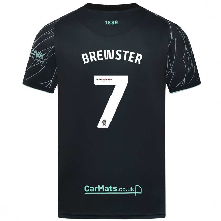 Kinder Fußball Rhian Brewster #7 Schwarz Grün Auswärtstrikot Trikot 2024/25 T-Shirt Luxemburg