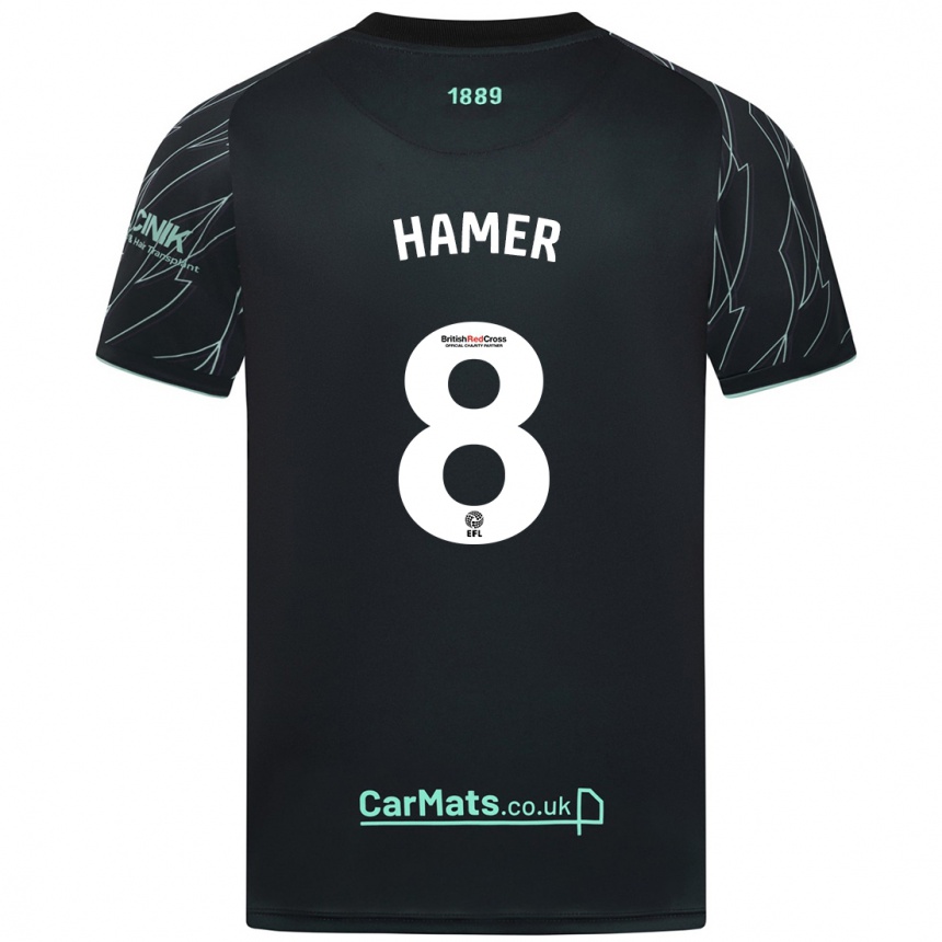 Kinder Fußball Gustavo Hamer #8 Schwarz Grün Auswärtstrikot Trikot 2024/25 T-Shirt Luxemburg