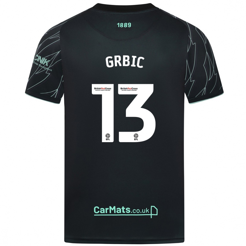 Kinder Fußball Ivo Grbic #13 Schwarz Grün Auswärtstrikot Trikot 2024/25 T-Shirt Luxemburg