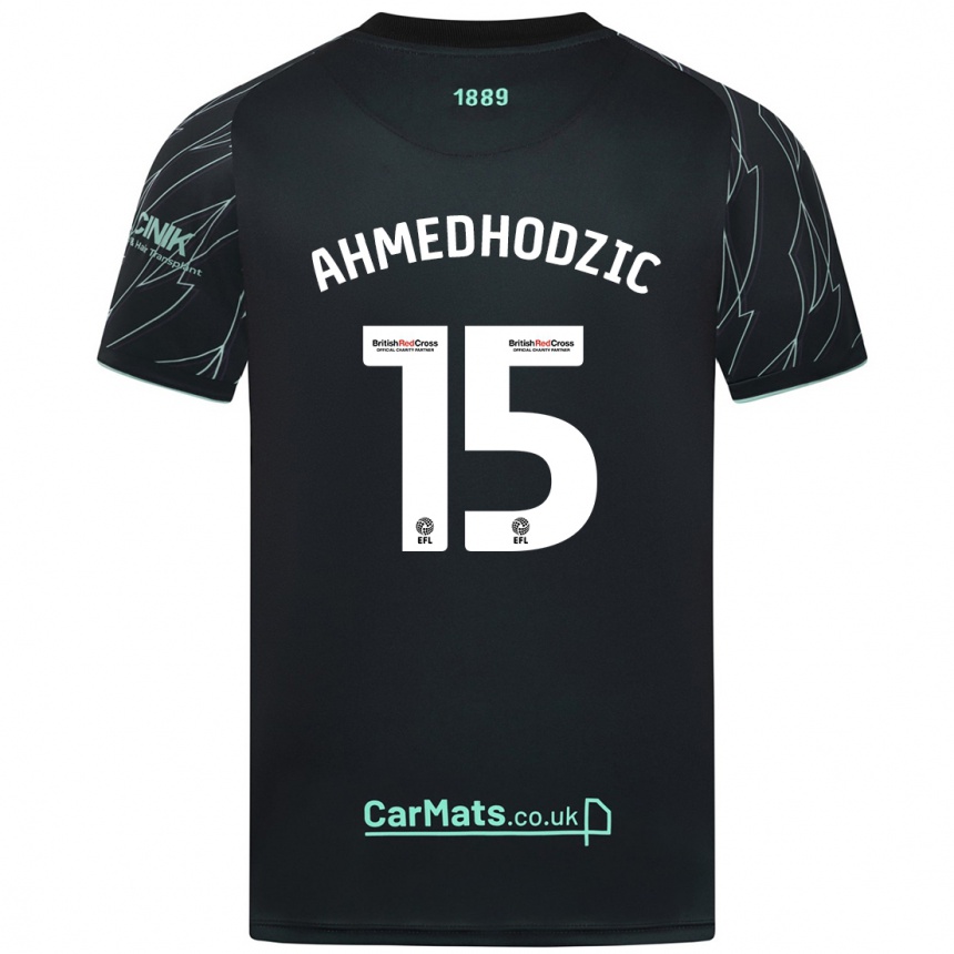 Kinder Fußball Anel Ahmedhodzic #15 Schwarz Grün Auswärtstrikot Trikot 2024/25 T-Shirt Luxemburg