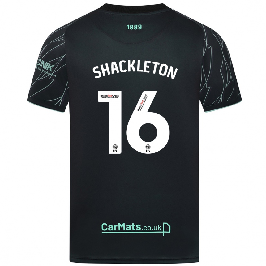 Kinder Fußball Jamie Shackleton #16 Schwarz Grün Auswärtstrikot Trikot 2024/25 T-Shirt Luxemburg