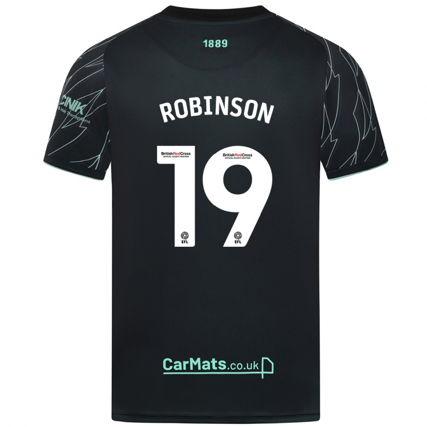 Kinder Fußball Jack Robinson #19 Schwarz Grün Auswärtstrikot Trikot 2024/25 T-Shirt Luxemburg