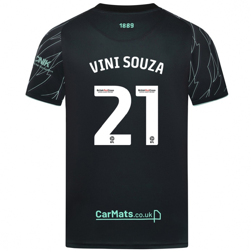 Kinder Fußball Vini Souza #21 Schwarz Grün Auswärtstrikot Trikot 2024/25 T-Shirt Luxemburg