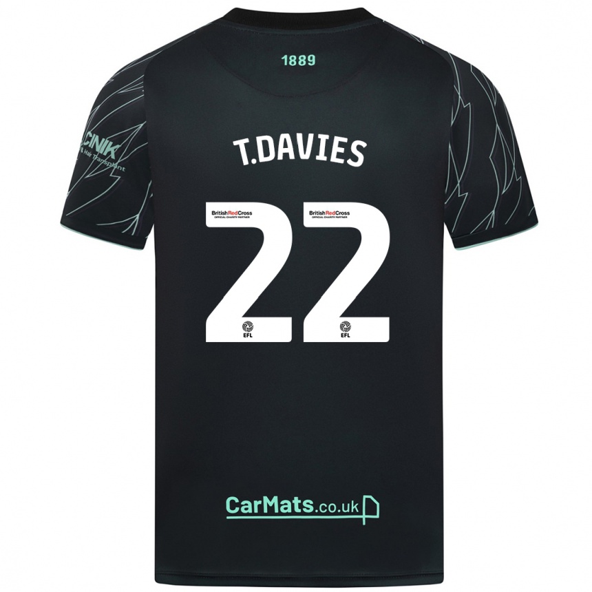 Kinder Fußball Tom Davies #22 Schwarz Grün Auswärtstrikot Trikot 2024/25 T-Shirt Luxemburg