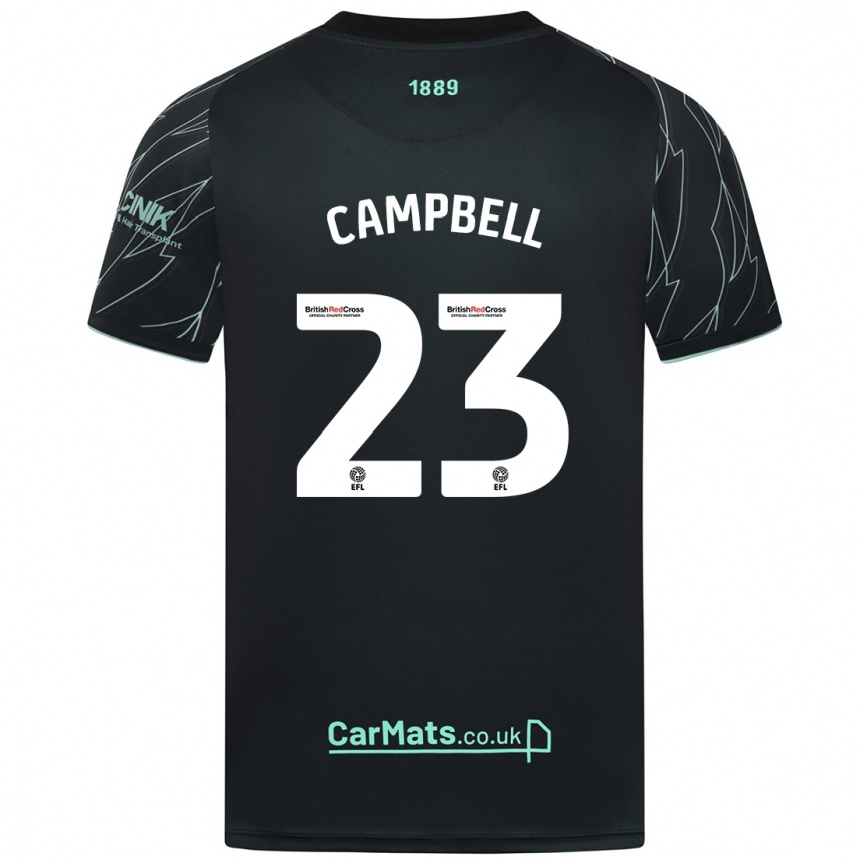 Kinder Fußball Tyrese Campbell #23 Schwarz Grün Auswärtstrikot Trikot 2024/25 T-Shirt Luxemburg