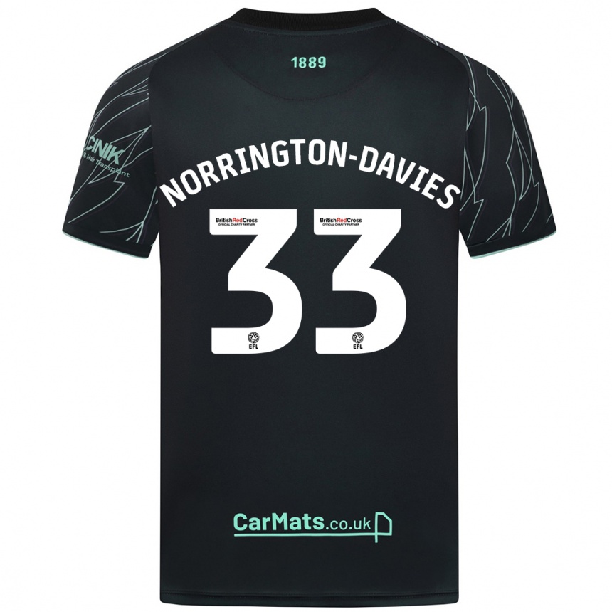 Kinder Fußball Rhys Norrington-Davies #33 Schwarz Grün Auswärtstrikot Trikot 2024/25 T-Shirt Luxemburg