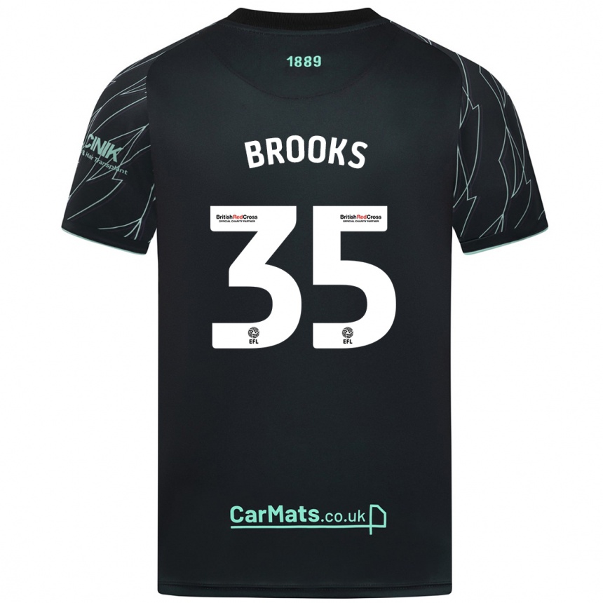 Kinder Fußball Andre Brooks #35 Schwarz Grün Auswärtstrikot Trikot 2024/25 T-Shirt Luxemburg