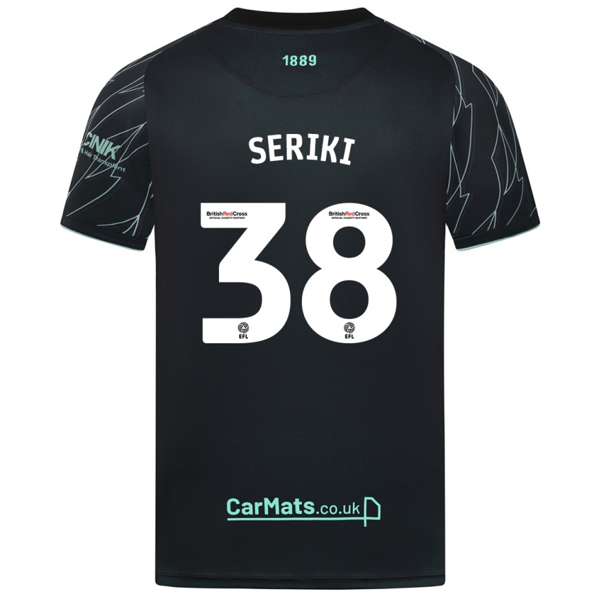 Kinder Fußball Femi Seriki #38 Schwarz Grün Auswärtstrikot Trikot 2024/25 T-Shirt Luxemburg