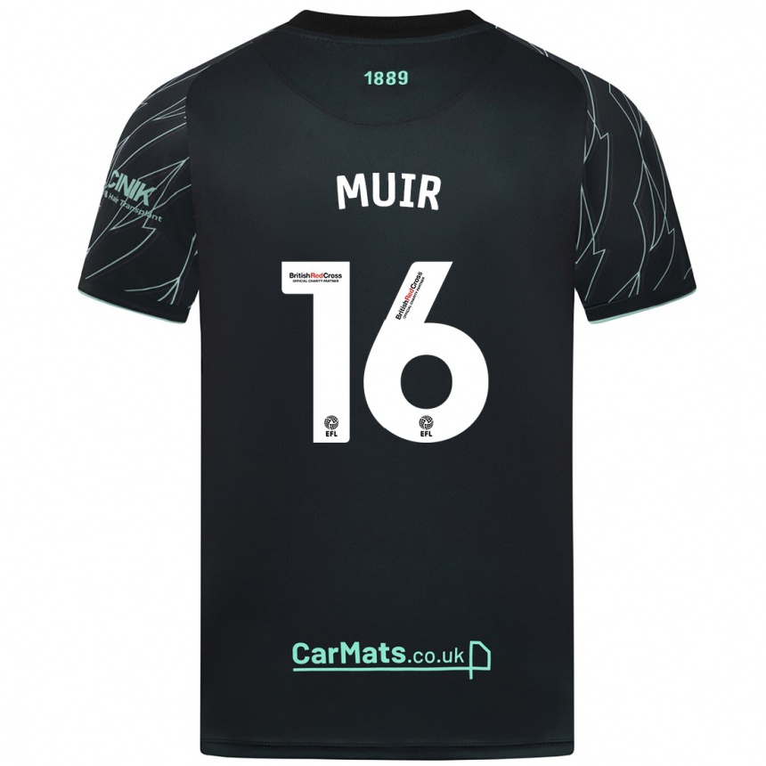 Kinder Fußball Chene Muir #16 Schwarz Grün Auswärtstrikot Trikot 2024/25 T-Shirt Luxemburg