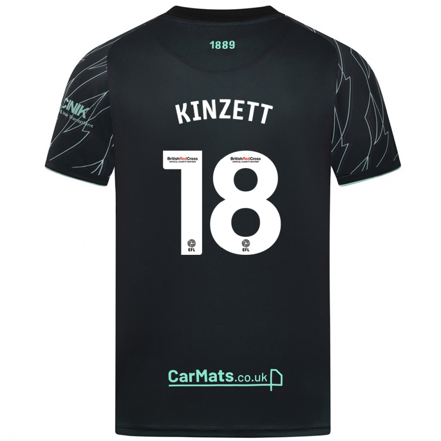 Kinder Fußball Ella Kinzett #18 Schwarz Grün Auswärtstrikot Trikot 2024/25 T-Shirt Luxemburg