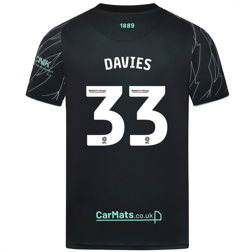 Kinder Fußball Bethan Davies #33 Schwarz Grün Auswärtstrikot Trikot 2024/25 T-Shirt Luxemburg