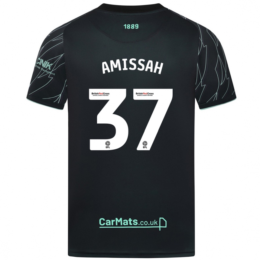 Kinder Fußball Jordan Amissah #37 Schwarz Grün Auswärtstrikot Trikot 2024/25 T-Shirt Luxemburg