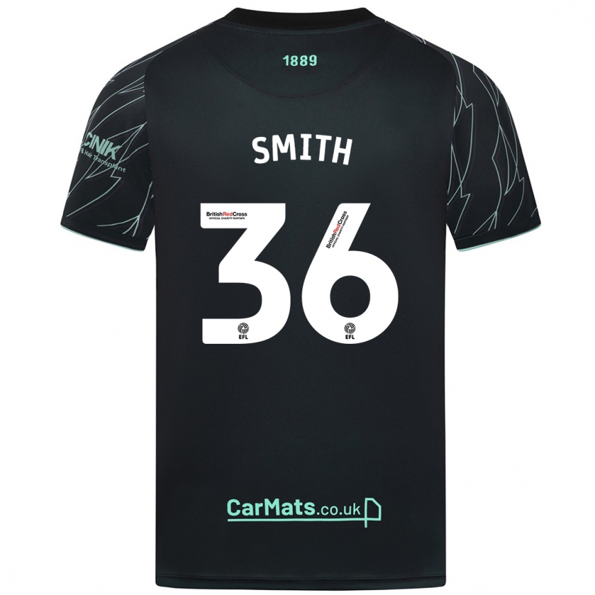 Kinder Fußball Joshua Smith #36 Schwarz Grün Auswärtstrikot Trikot 2024/25 T-Shirt Luxemburg